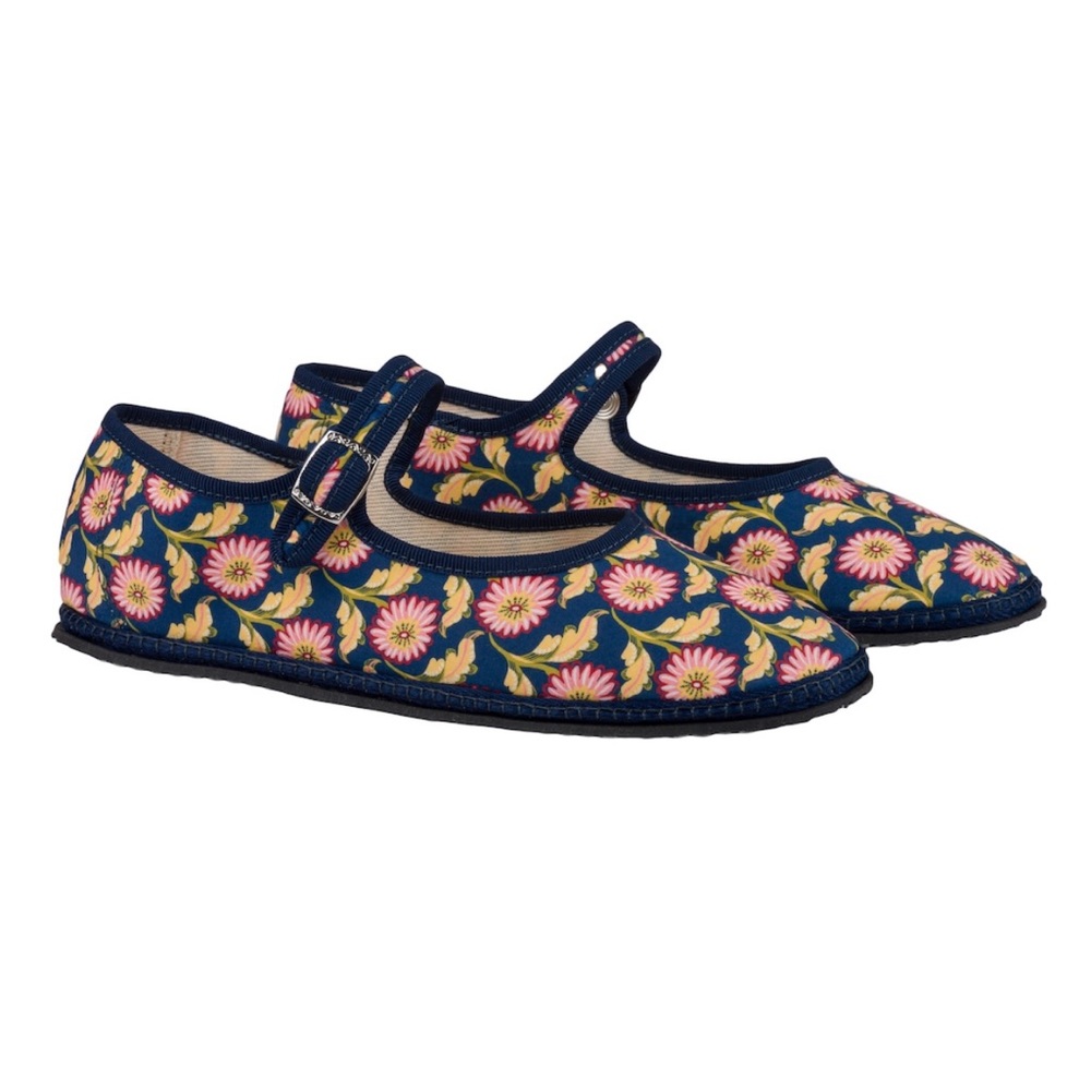 NEW VIBI VENEZIA Santa Margherita The Rapallo Flats 39 8 Navy Floral Shoes - Picture 3 of 9